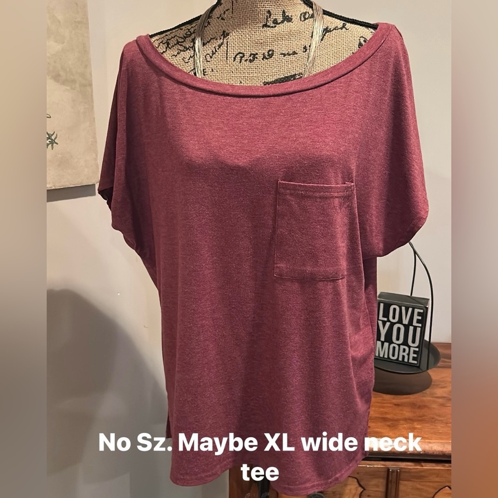 Women's Burgundy Wide Neck Tee